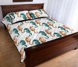 Seahorse Pattern Background Quilt Bed Set