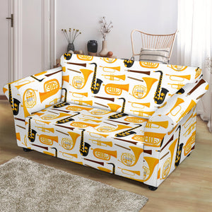 Saxophone Theme Pattern Loveseat Couch Slipcover