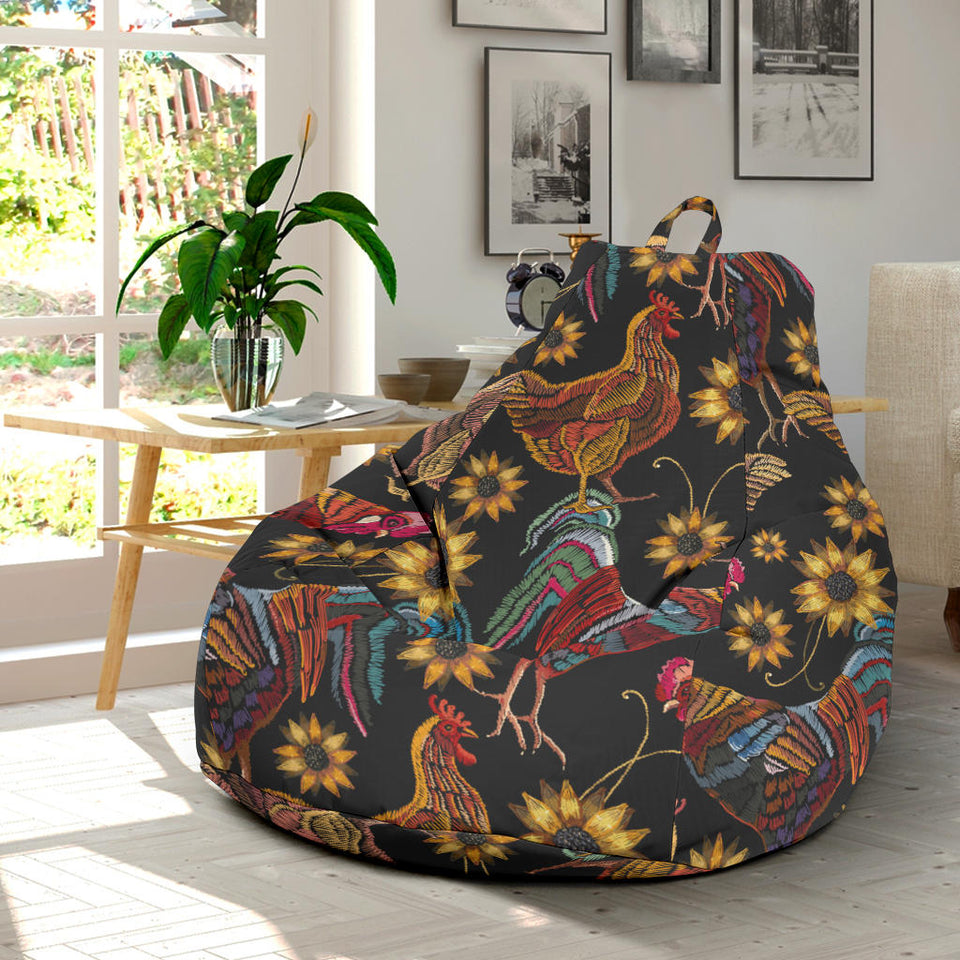 Rooster Chicken Flower Pattern Bean Bag Cover