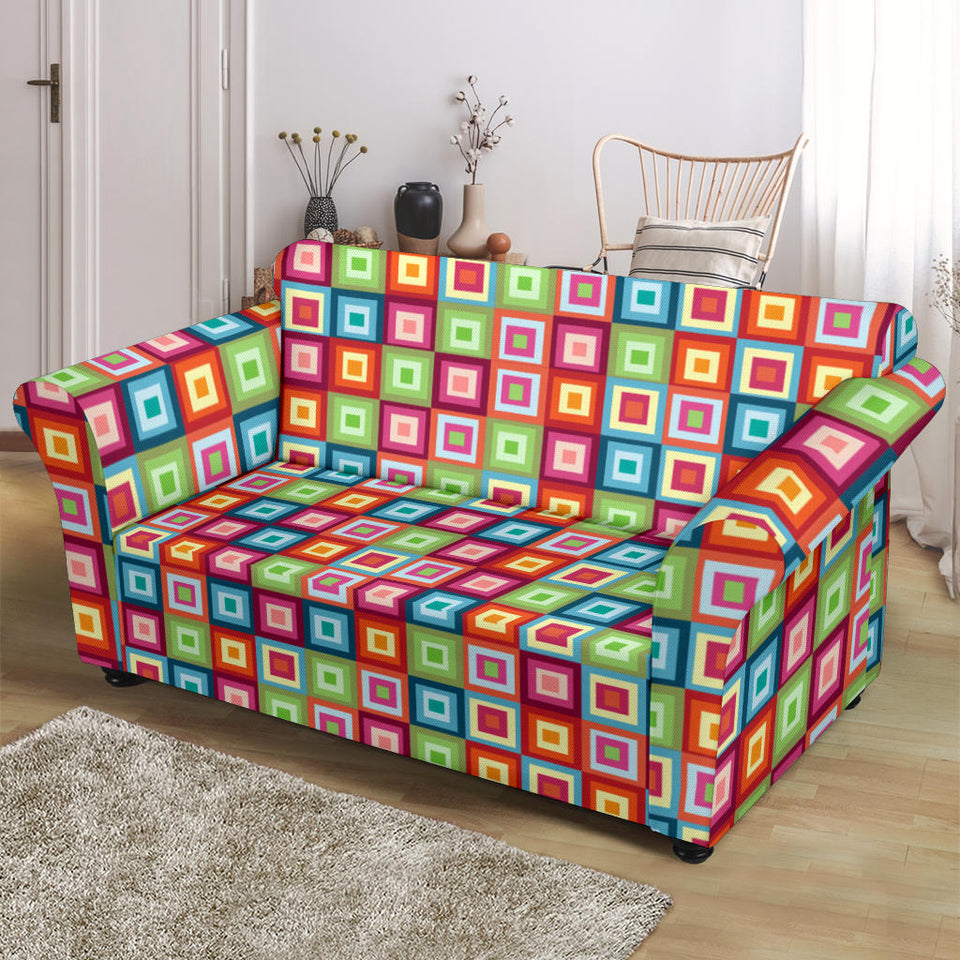 Rainbow Rectancular Pattern Loveseat Couch Slipcover