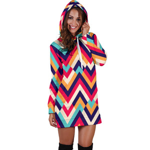 Zigzag Chevron Pattern Background Women Hoodie Dress