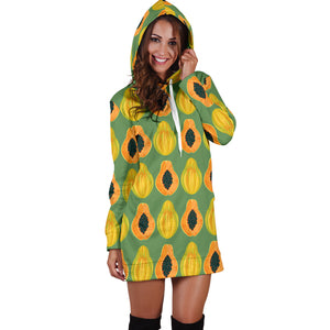 Papaya Pattern Background Women Hoodie Dress