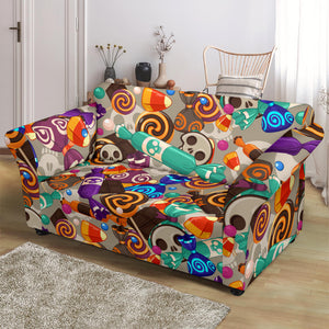 Halloween Candy Pattern Loveseat Couch Slipcover