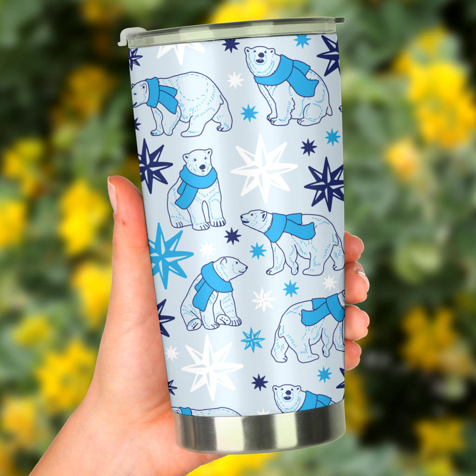 Polar Bear Pattern Blue Background Tumbler