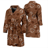 Coffee Cup and Coffe Bean Pattern Men Bathrobe