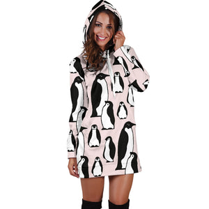 Penguin Pattern Background Women Hoodie Dress