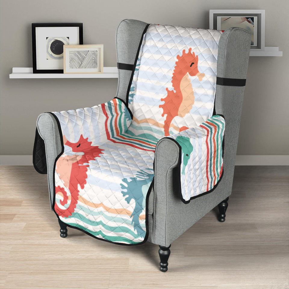 Seahorse Pattern Theme Chair Cover Protector