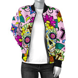Colorful Suger Skull Pattern Women Bomber Jacket