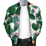 Cactus and Flower Pattern Men Bomber Jacket