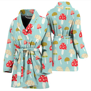 Mushroom Pattern Background Women Bathrobe