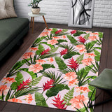 Heliconia Hibiscus Leaves Pattern Area Rug