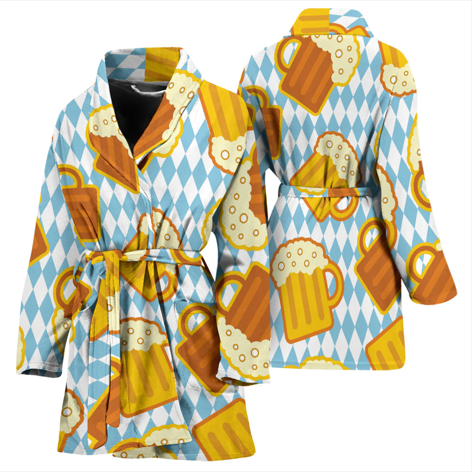 Beer Glass Pattern Women Bathrobe
