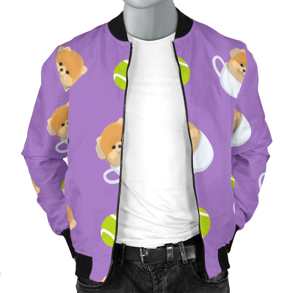 Pomeranian in Cup Pattern Men Bomber Jacket