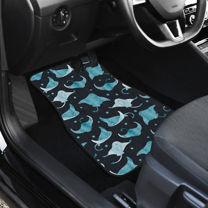 Stingray Pattern Print Design 04 Front and Back Car Mats