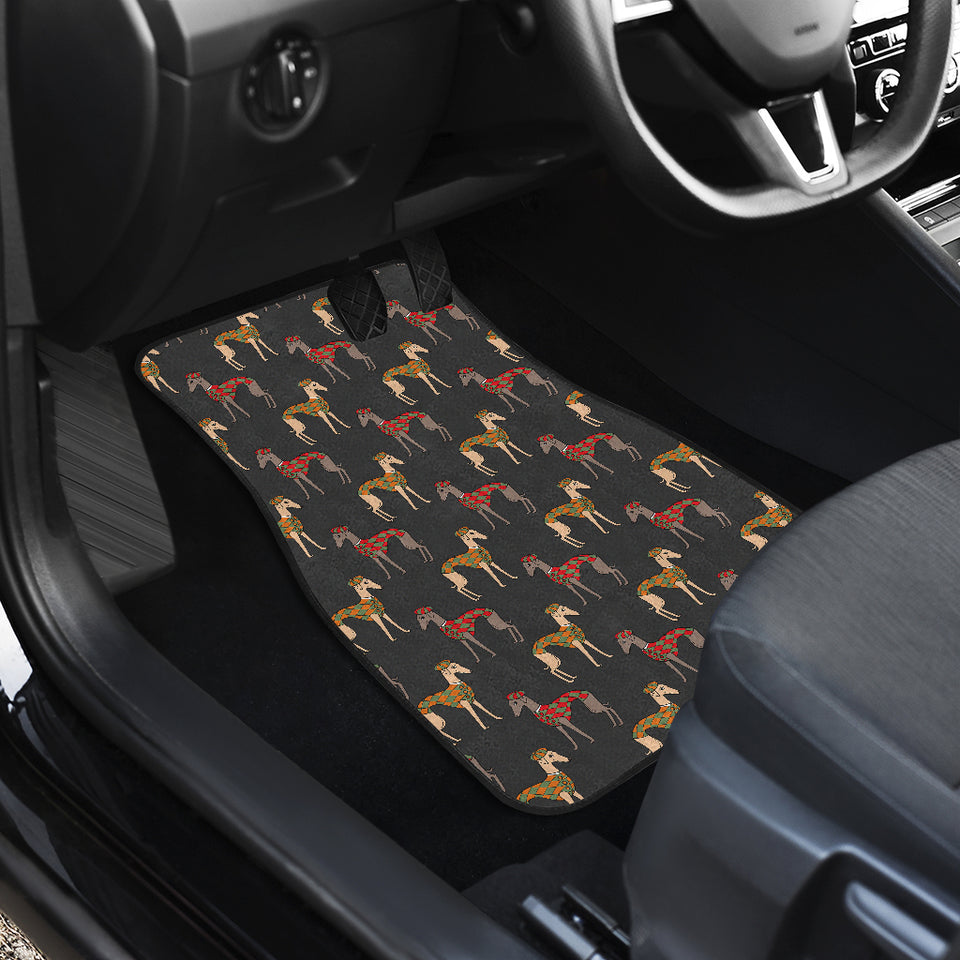 Greyhound Pattern Print Design 01 Front Car Mats