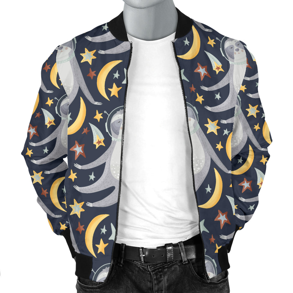 Sloth Astronaut Pattern Men Bomber Jacket