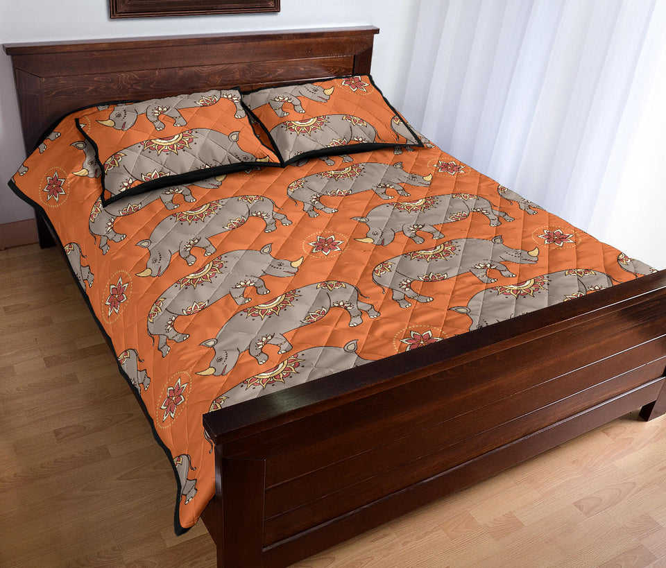 Rhino Pattern Theme Quilt Bed Set