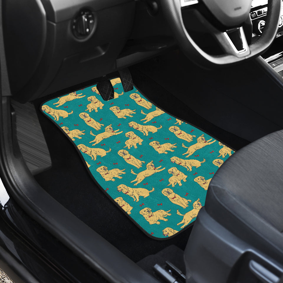 Golden Retriever Pattern Print Design 05 Front and Back Car Mats