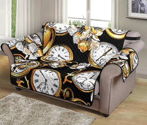 Clock Flower Pattern Loveseat Couch Cover Protector