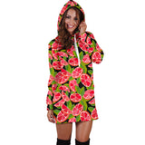 Grapefruit Leaves Pattern Women Hoodie Dress