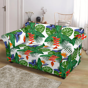 Heliconia Butterfly Leaves Pattern Loveseat Couch Slipcover