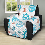 Nautical Steering Wheel Rudder Pattern Background Recliner Cover Protector