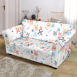 Hand Drawn Windmill Pattern Loveseat Couch Slipcover