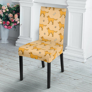 Golden Retriever Pattern Print Design 04 Dining Chair Slipcover
