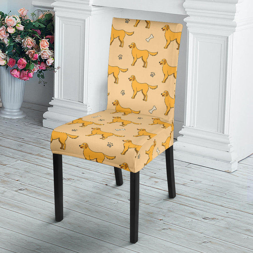 Golden Retriever Pattern Print Design 04 Dining Chair Slipcover