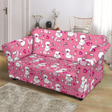 Poodle Pink Heart Pattern Loveseat Couch Slipcover