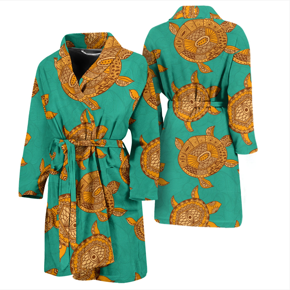 Sea Turtle Tribal Aboriginal Pattern Men Bathrobe