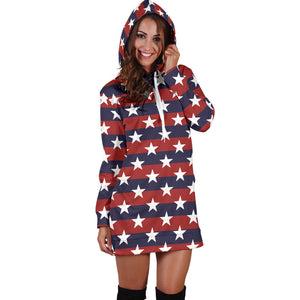 USA Star Pattern Background Women Hoodie Dress