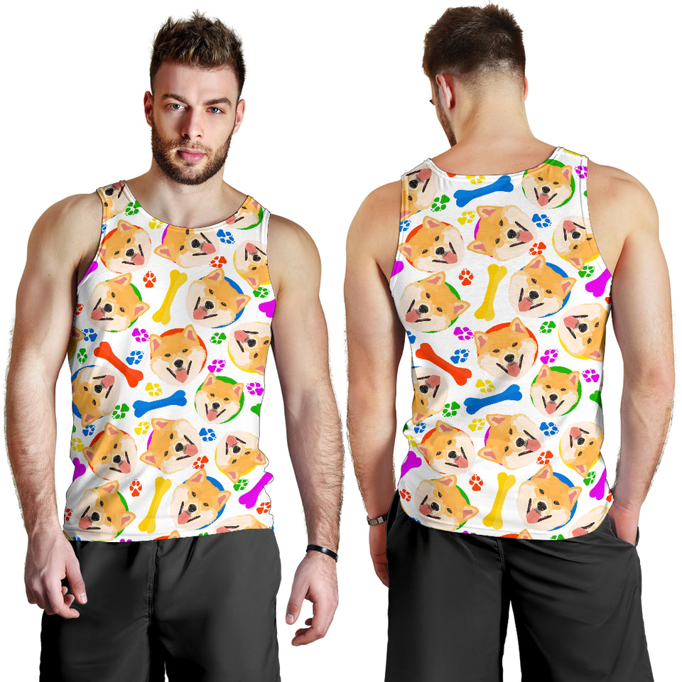 Shiba Inu Paw Bone Pattern Men Tank Top