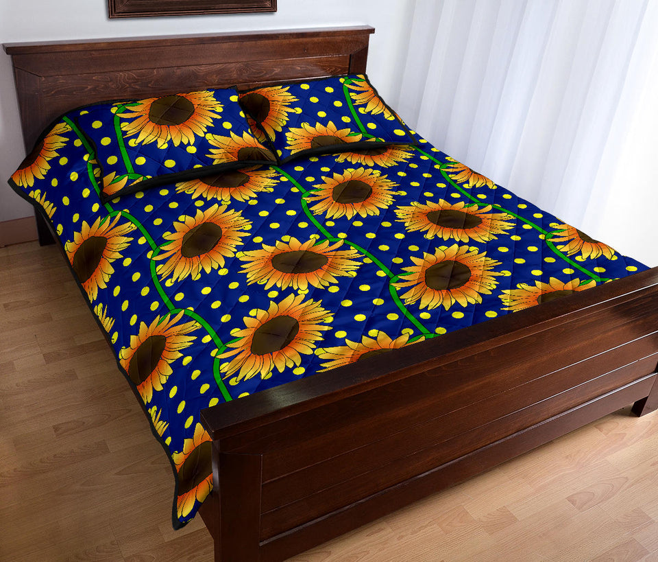 Sunflower Pokka Dot Pattern Quilt Bed Set