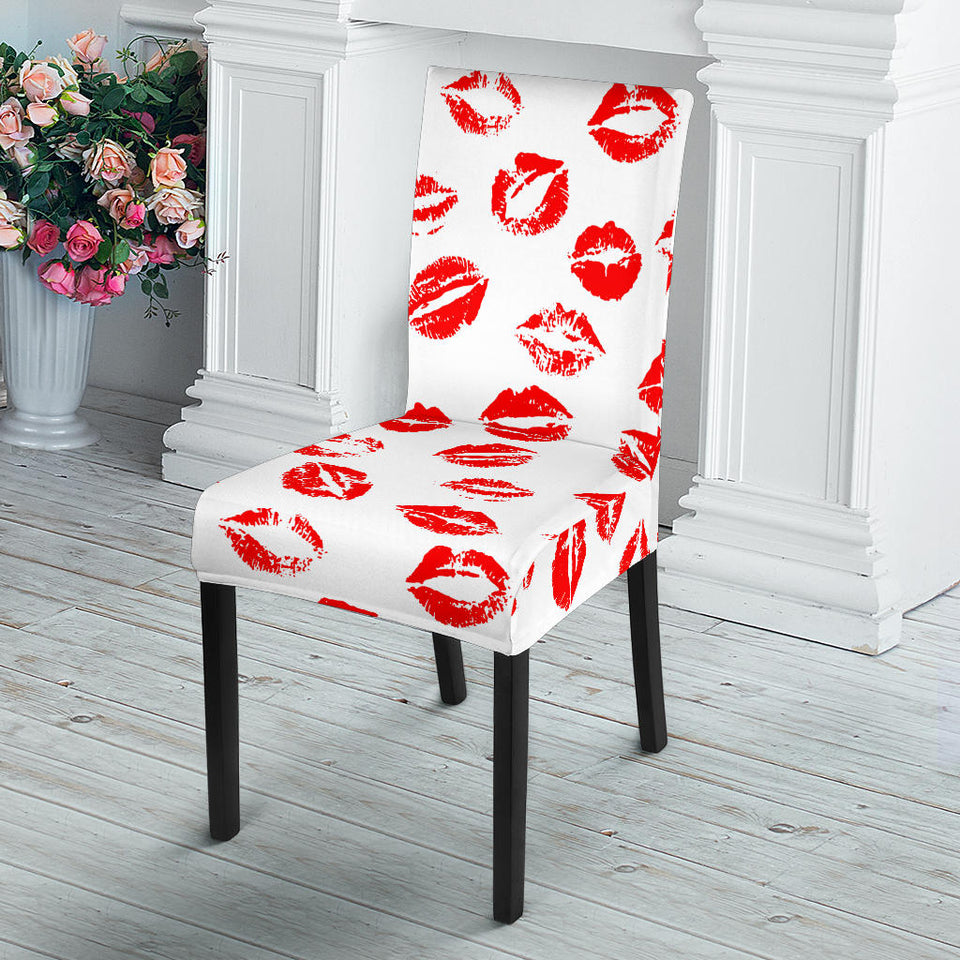 Lips Pattern Print Design 01 Dining Chair Slipcover