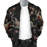 Japanese Crane Pattern Background Men Bomber Jacket