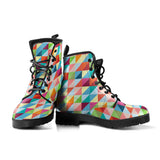 Rainbow Geometric Pattern Leather Boots