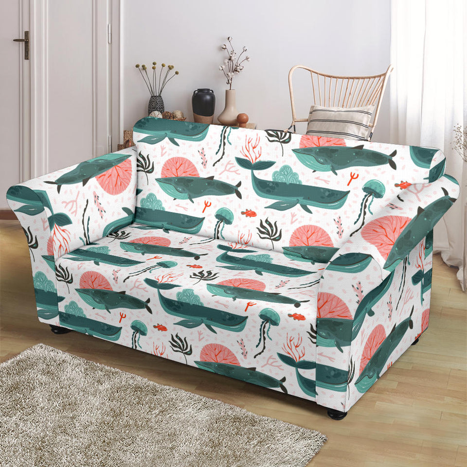 Whale Jelly Fish Pattern  Loveseat Couch Slipcover