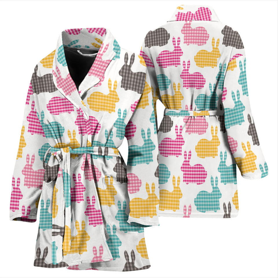 Colorful Rabbit Pattern Women Bathrobe
