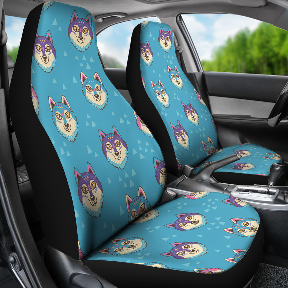 Siberian Husky Head Pattern Universal Fit Car Seat Covers