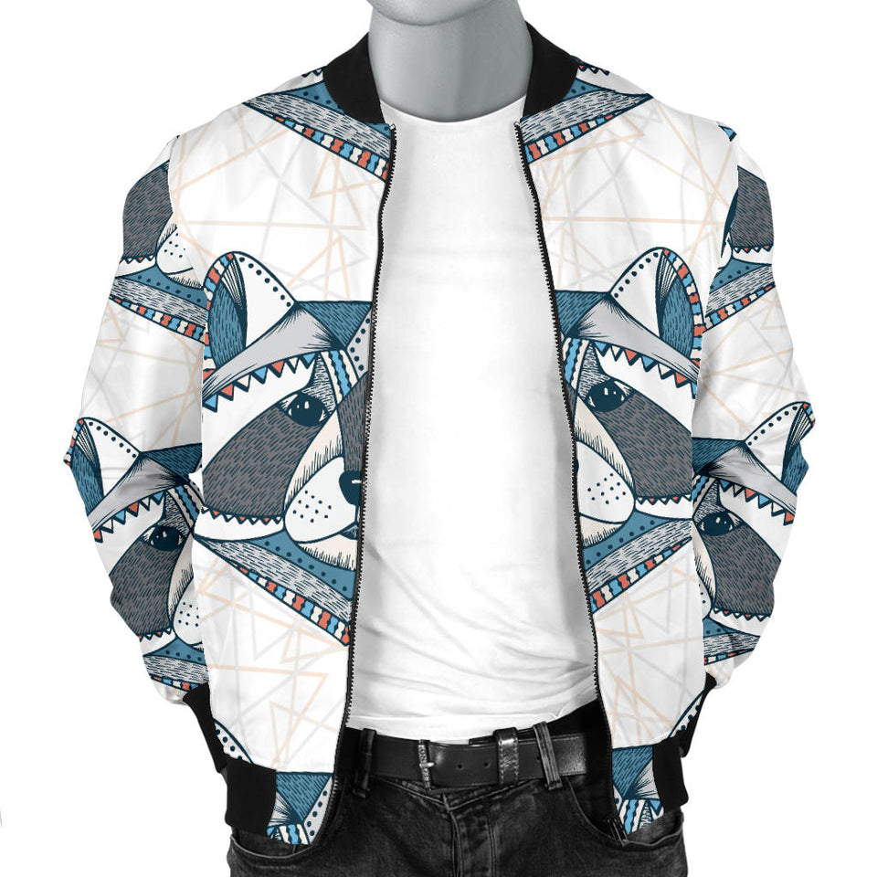 Raccoon Head Pattern Men Bomber Jacket