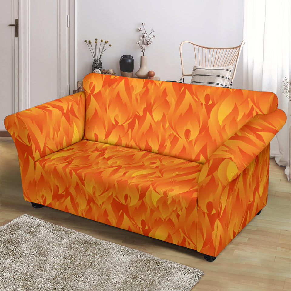 Red Flame Fire Pattern Loveseat Couch Slipcover