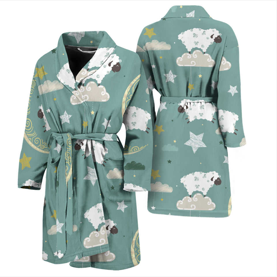 Sheep Sweet Dream Pattern Men Bathrobe