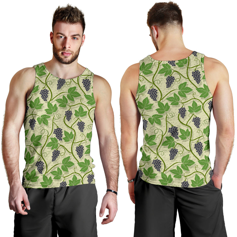 Grape Leaves Pattern Men Tank Top