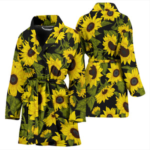 Sunflower Theme Pattern  Women Bathrobe