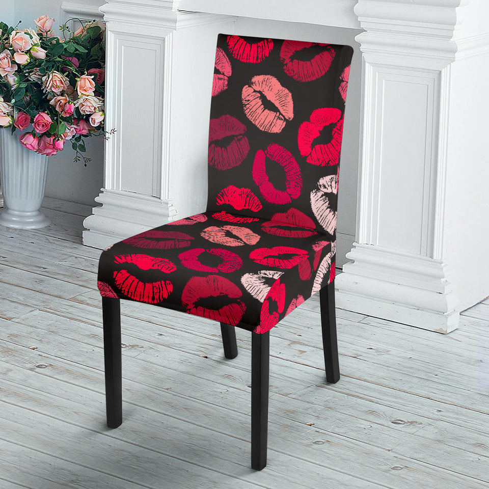 Lips Pattern Print Design 02 Dining Chair Slipcover
