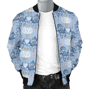 Octopus Heart Pattern Men Bomber Jacket