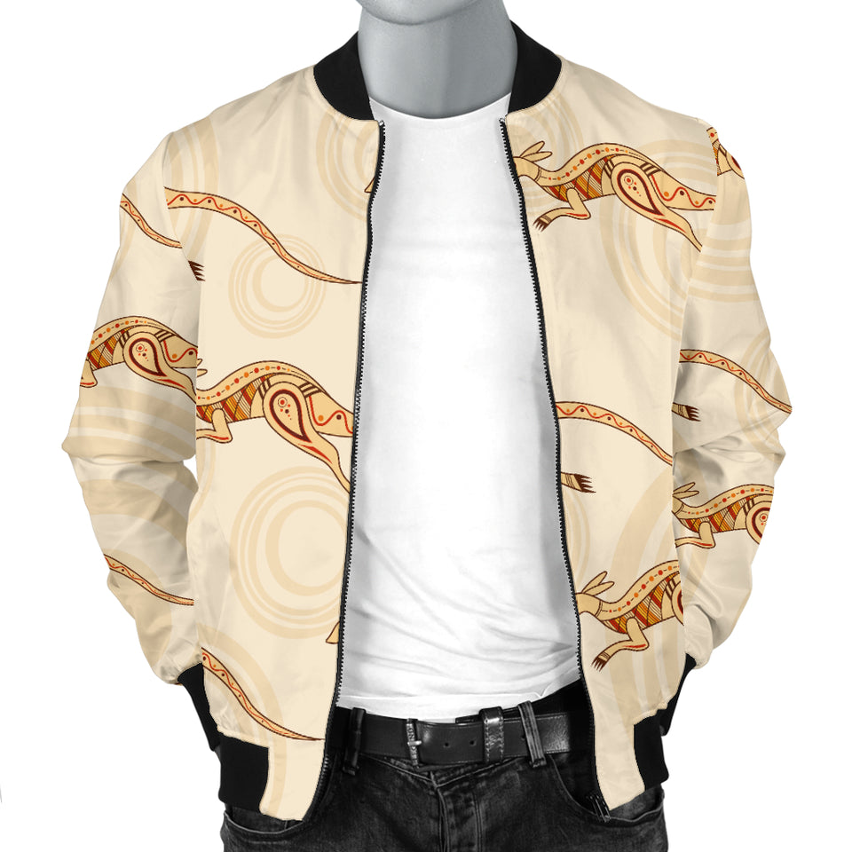 Kangaroo Aboriginal Pattern Background Men Bomber Jacket