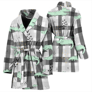 Crocodile Pattern Stripe background Women Bathrobe
