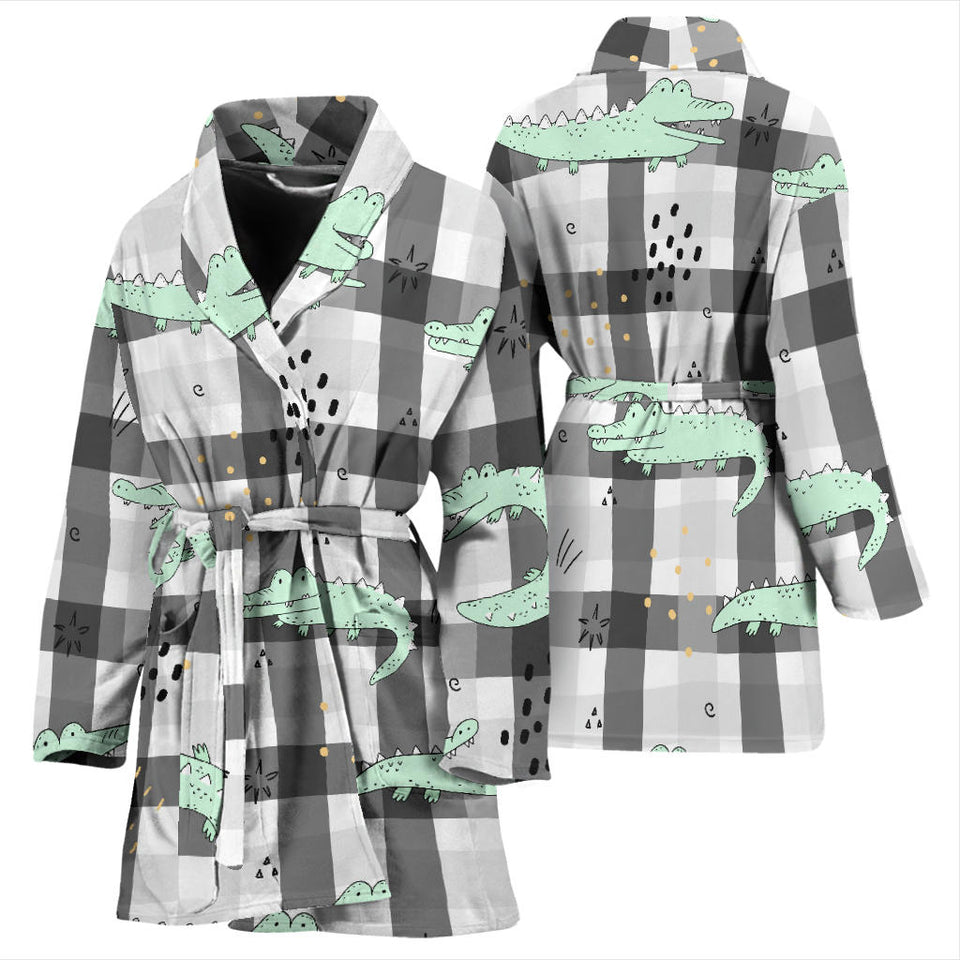 Crocodile Pattern Stripe background Women Bathrobe